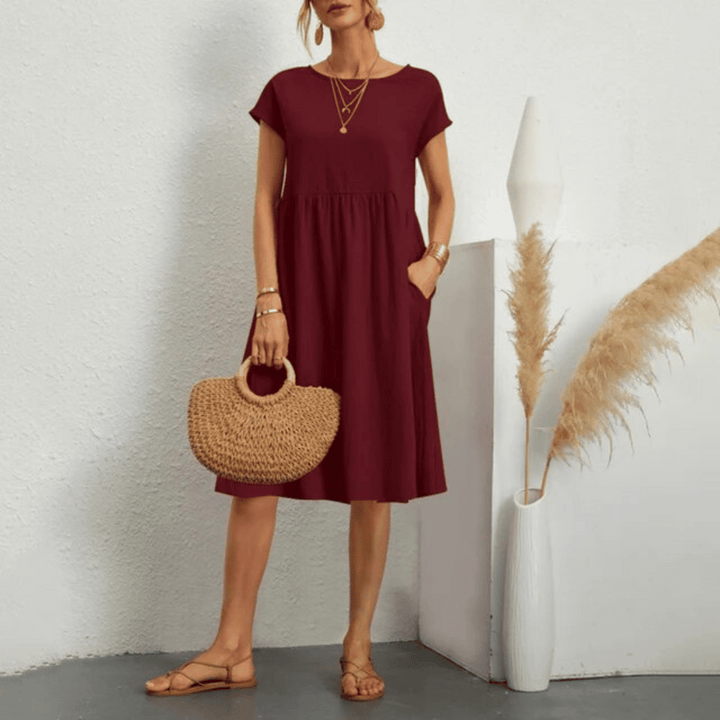 Ling™ | Cinched Waist Mini Dress with Side Pockets