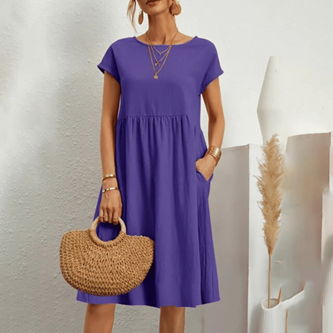 Ling™ | Cinched Waist Mini Dress with Side Pockets