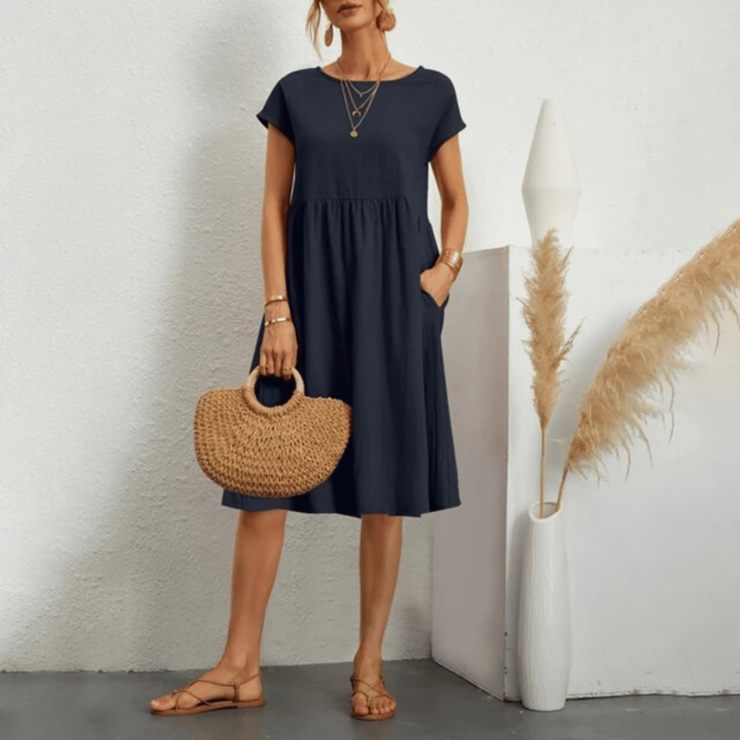 Ling™ | Cinched Waist Mini Dress with Side Pockets