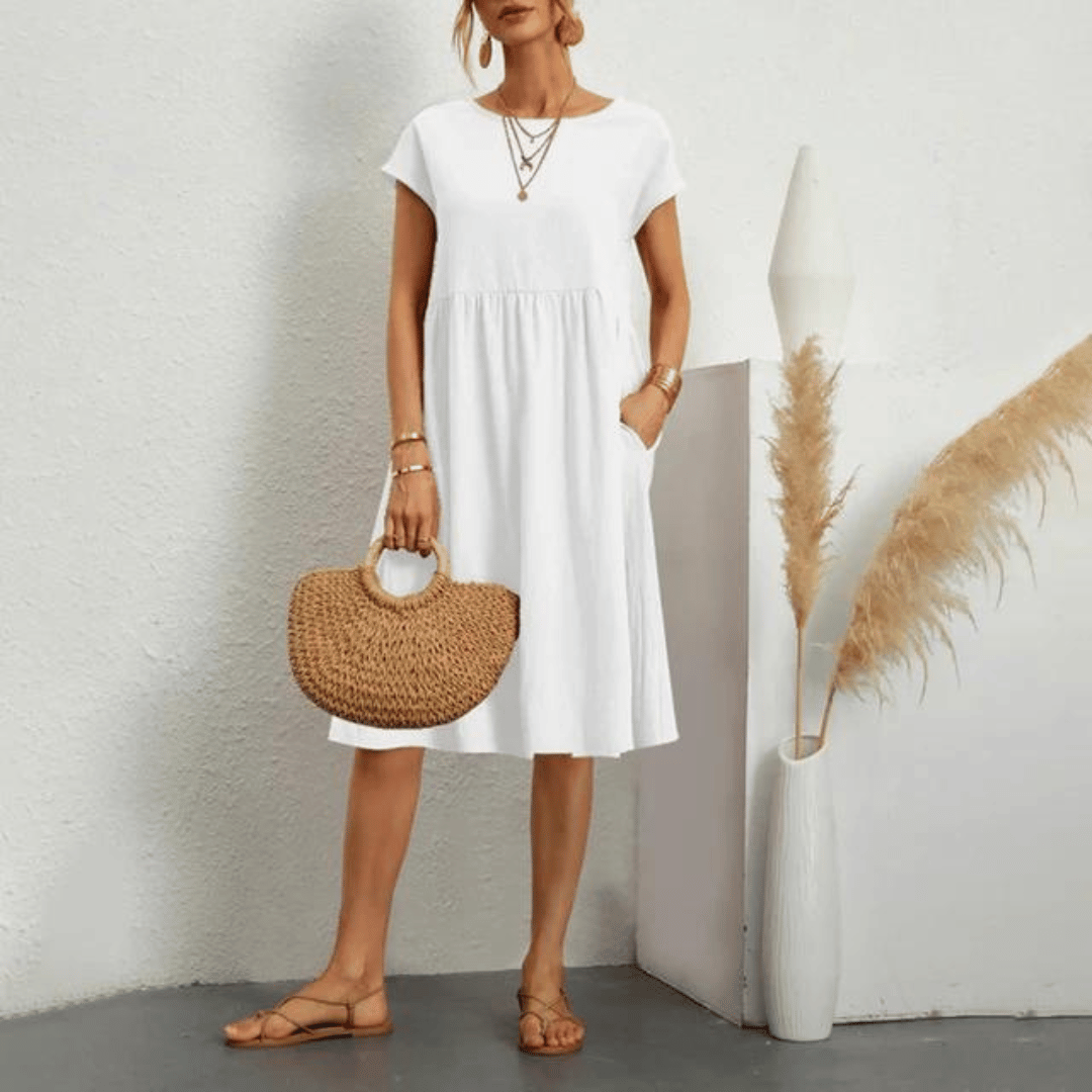 Ling™ | Cinched Waist Mini Dress with Side Pockets