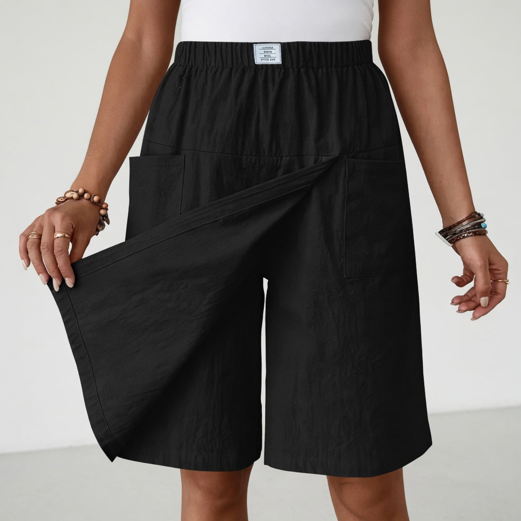Marga - Women's Wrap Front Skort with Elastic Waist & Pockets