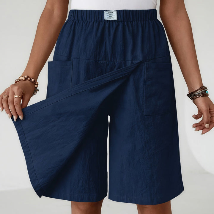 Marga - Women's Wrap Front Skort with Elastic Waist & Pockets