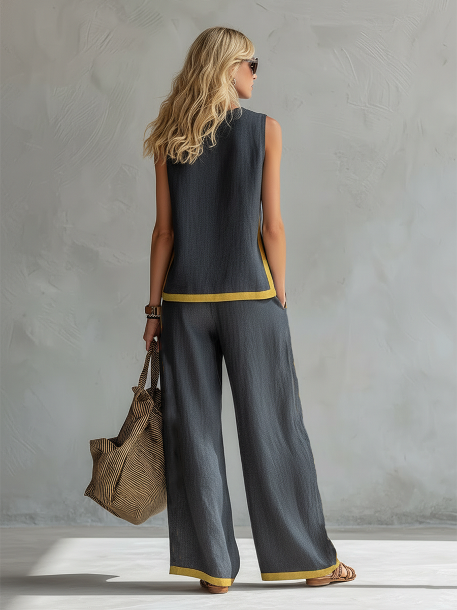 Leila | Women's Elegant Two-Piece Set with Contrast Detail
