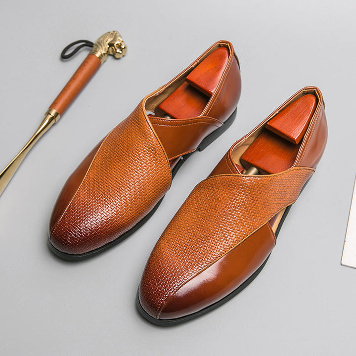 Breathable Leather Loafers — Women's Woven Summer Flat