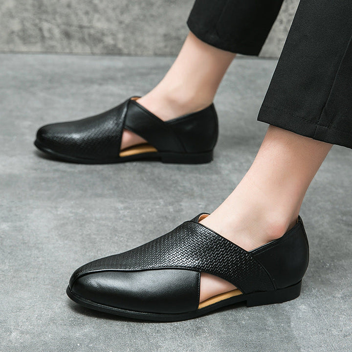 Breathable Leather Loafers — Women's Woven Summer Flat