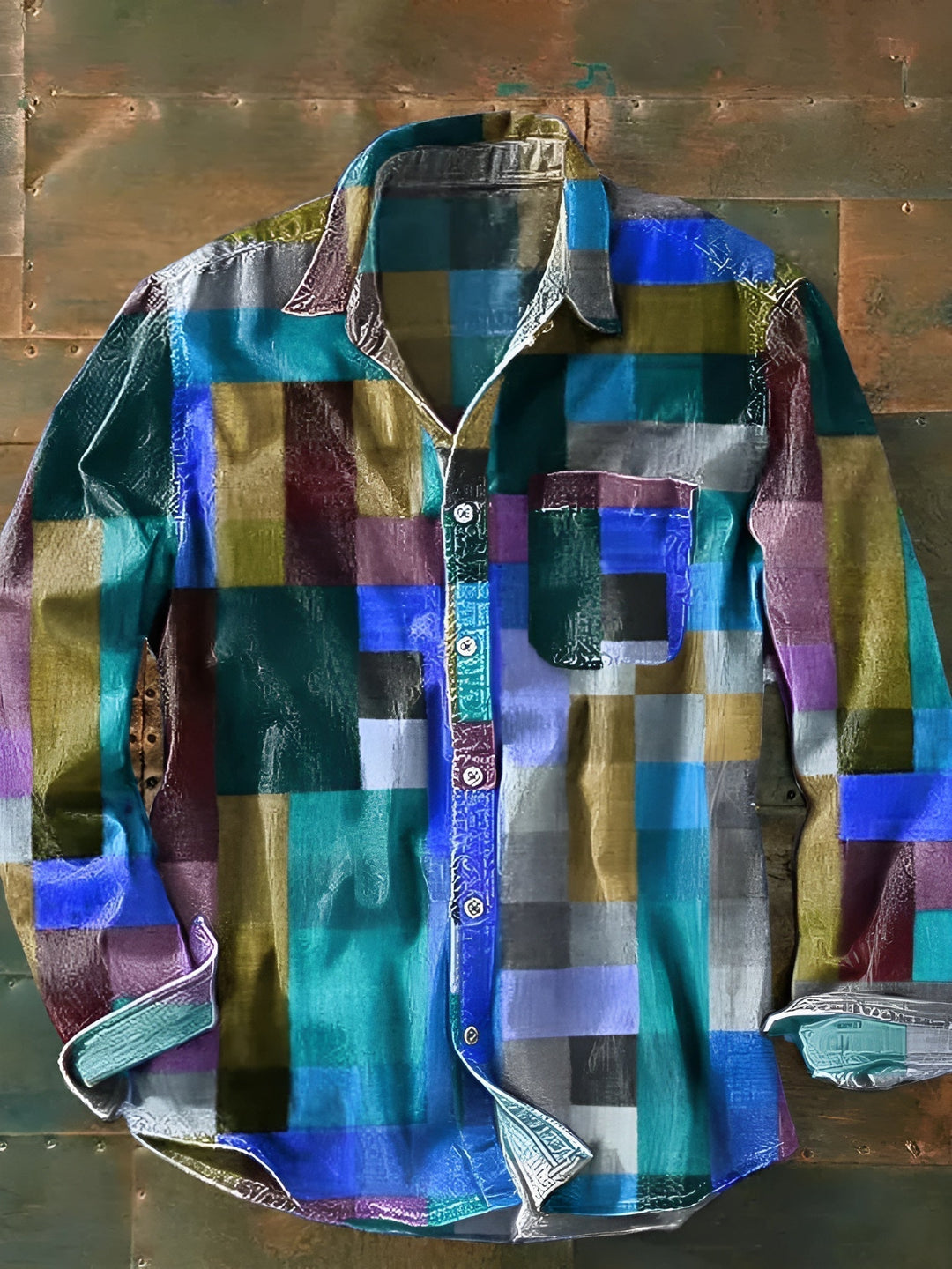 Russel | Men's Patchwork Shirt — Bold Colors & Relaxed Fit