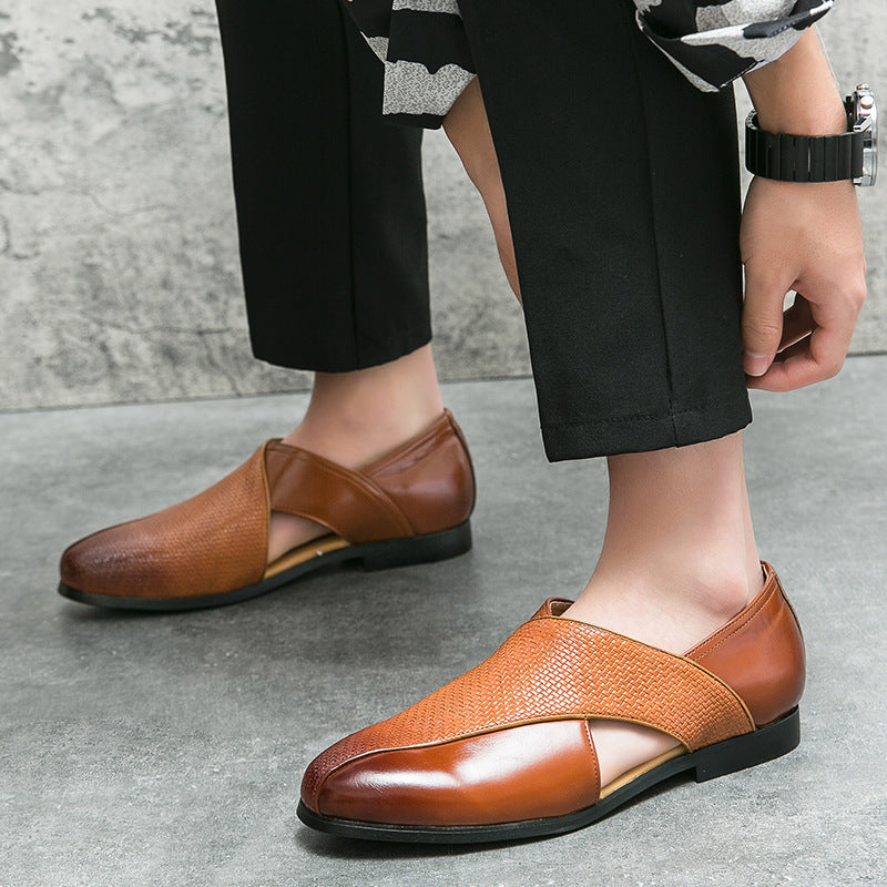 Breathable Leather Loafers — Women's Woven Summer Flat