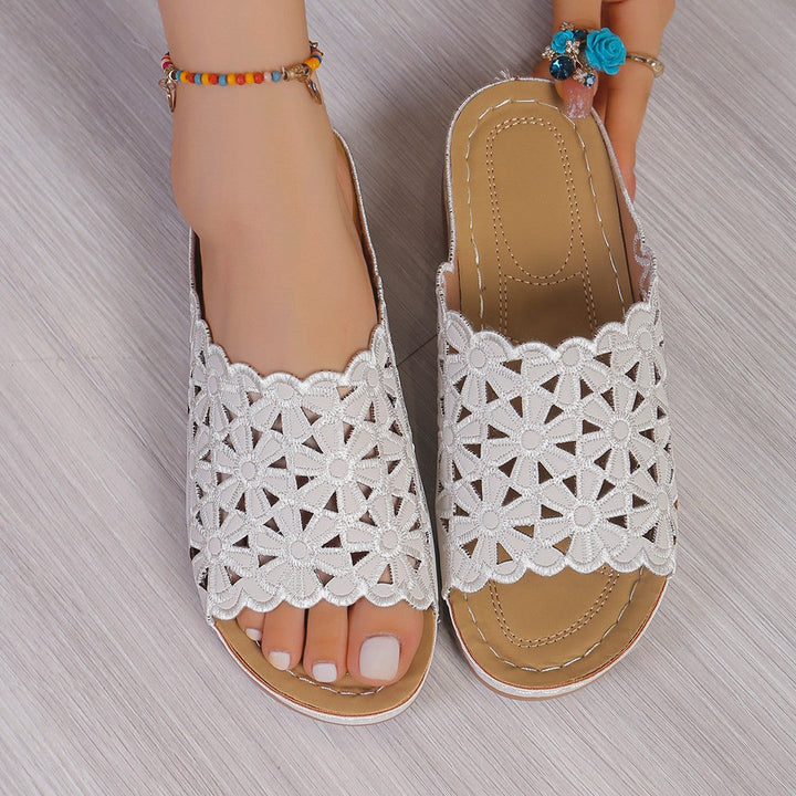 Ginger | Women's Floral Cutout Orthopedic Slide Sandals