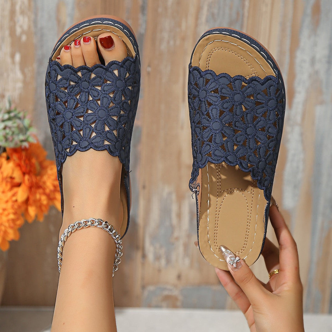Ginger | Women's Floral Cutout Orthopedic Slide Sandals