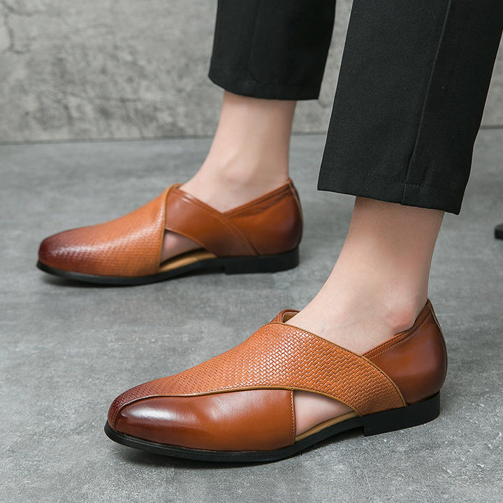 Breathable Leather Loafers — Women's Woven Summer Flat