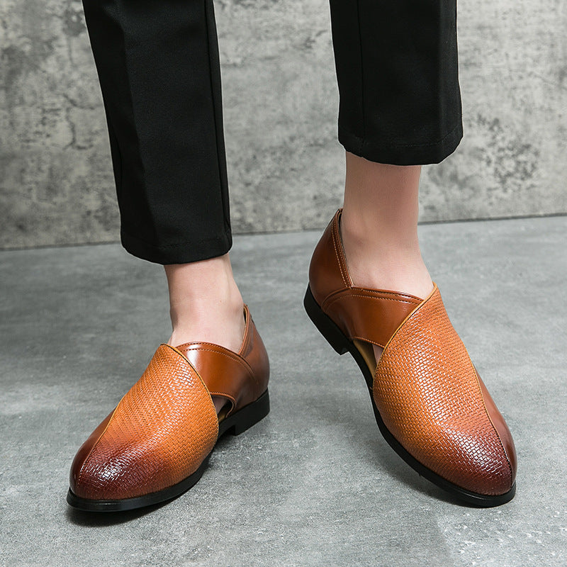 Breathable Leather Loafers — Women's Woven Summer Flat