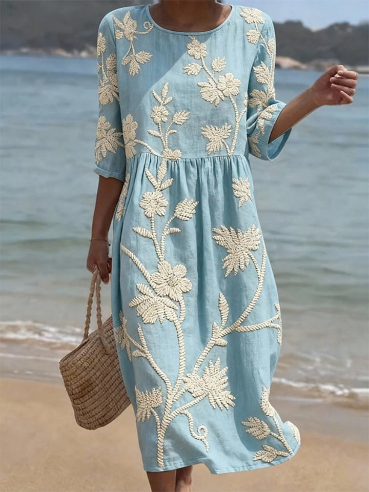 Celine | Elegant Floral Round Neck Dress