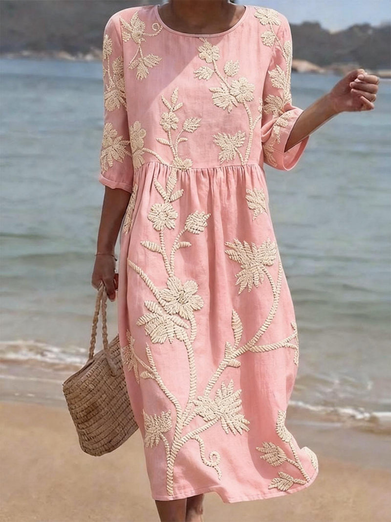 Celine | Elegant Floral Round Neck Dress