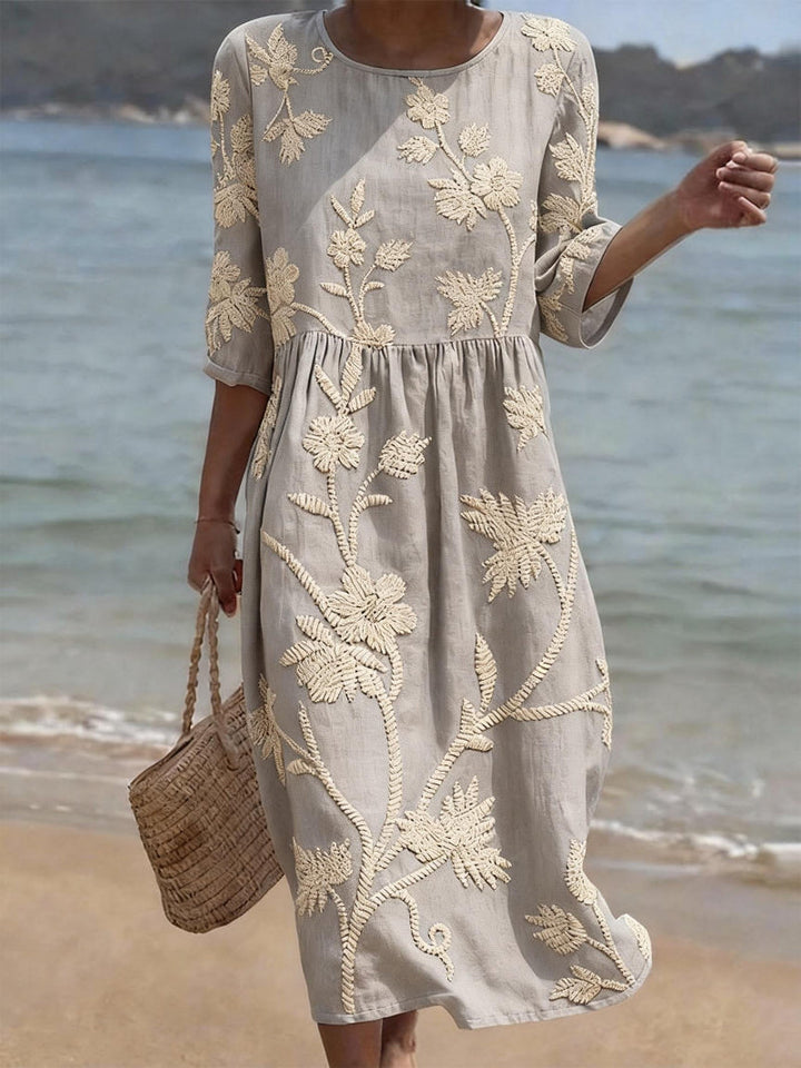 Celine | Elegant Floral Round Neck Dress