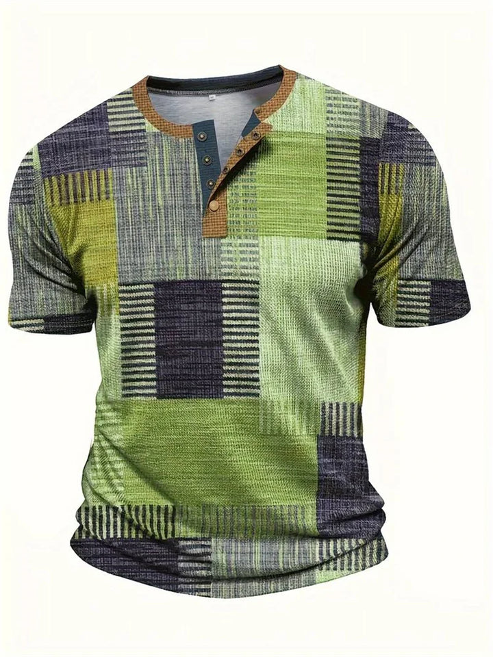 Aldwick | Men's Patchwork Short-Sleeve Henley Shirt