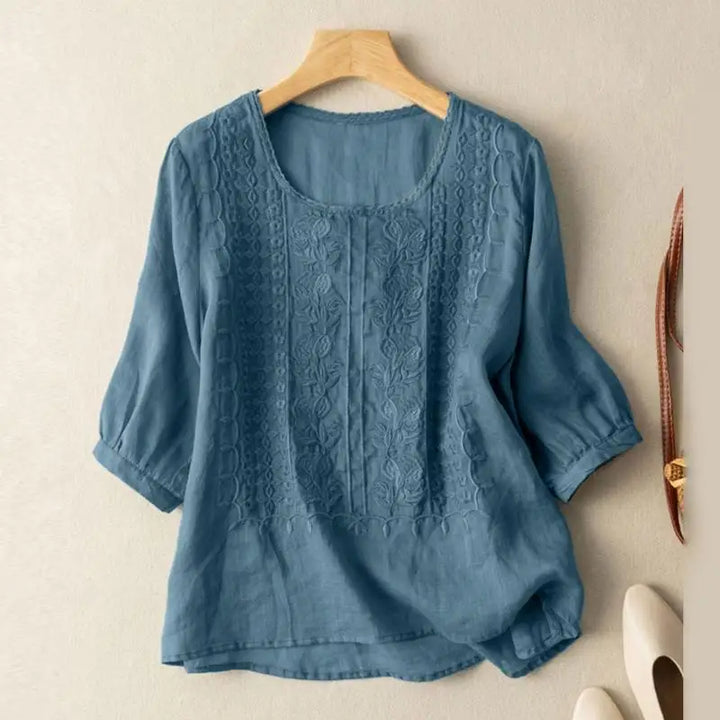 Aurora - Women's Embroidered Relaxed Blouse — Elegant Fit