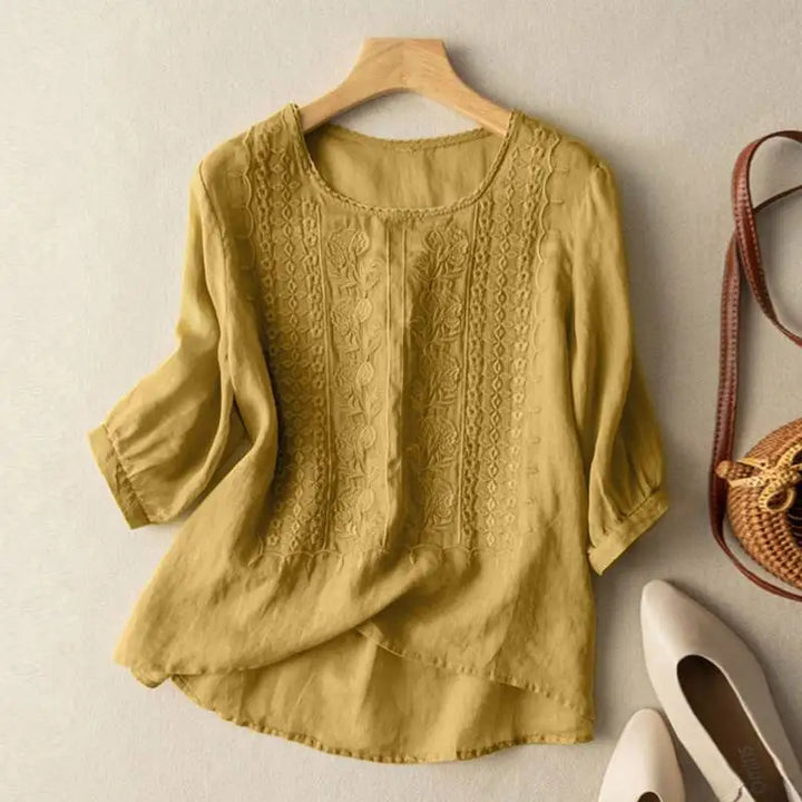 Aurora - Women's Embroidered Relaxed Blouse — Elegant Fit