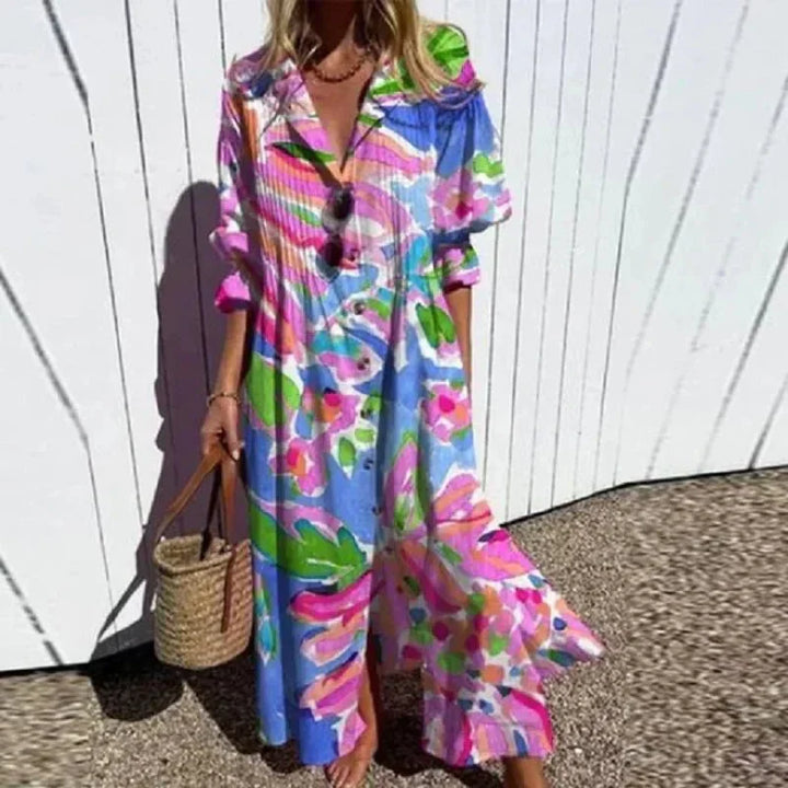 Rimmey | Women's Boho Maxi Dress — Flowy V-Neck Style