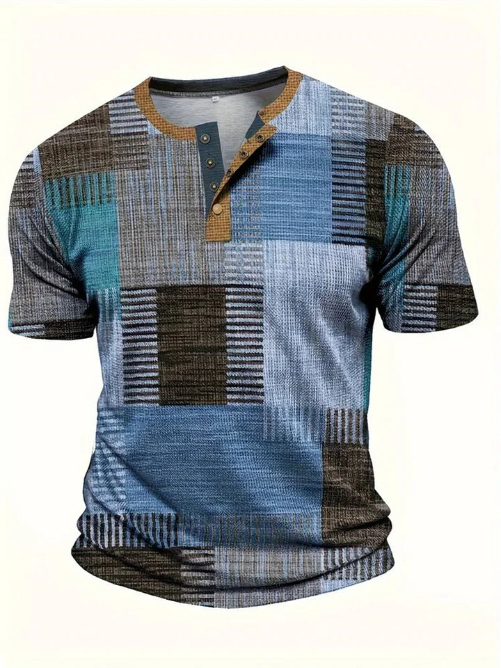 Aldwick | Men's Patchwork Short-Sleeve Henley Shirt