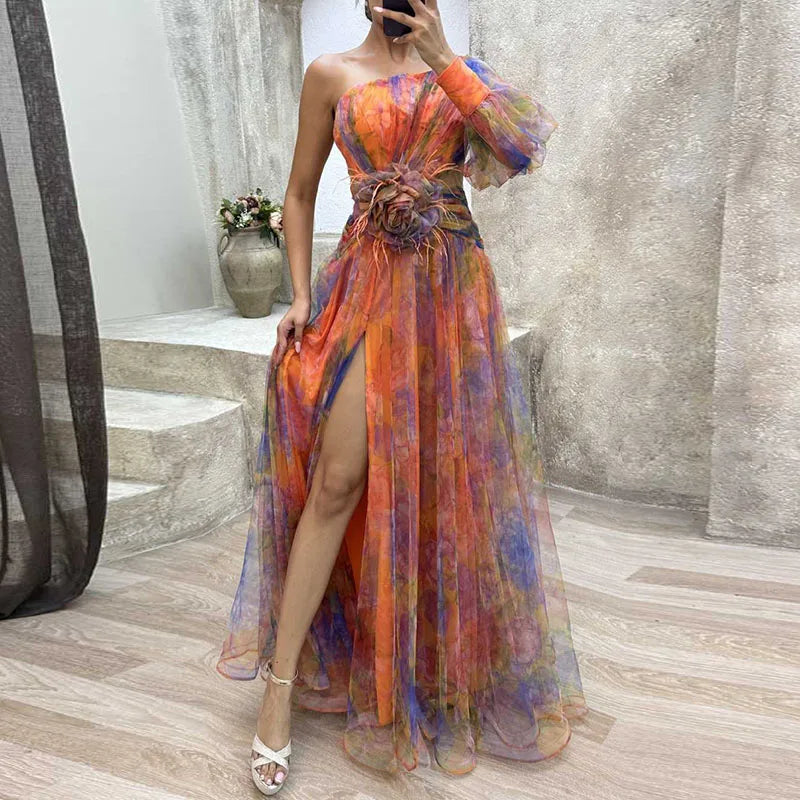 Maureen | Women's Flowy Maxi Dress — Multicolor Elegance