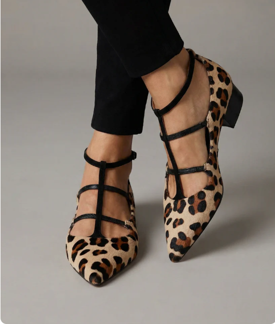 Bridget - Women's Heeled Shoes with Leopard Strap