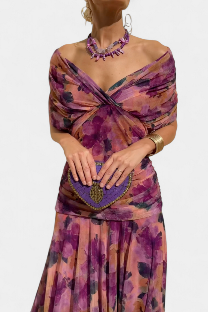 Eloria | Women's Elegant Floral Pleated Dress — Feminine Fit