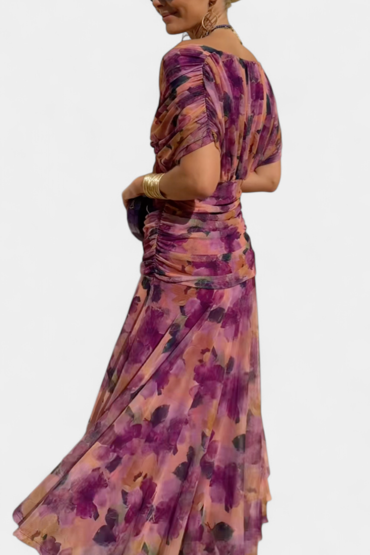 Eloria | Women's Elegant Floral Pleated Dress — Feminine Fit