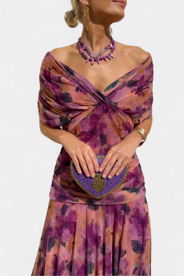 Eloria | Women's Elegant Floral Pleated Dress — Feminine Fit