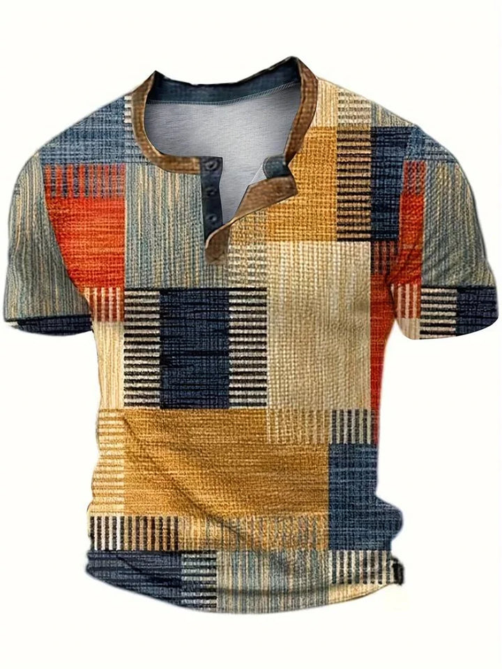 Aldwick | Men's Patchwork Short-Sleeve Henley Shirt
