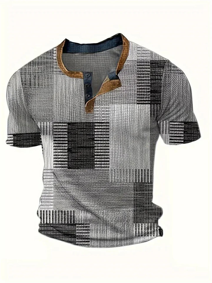Aldwick | Men's Patchwork Short-Sleeve Henley Shirt