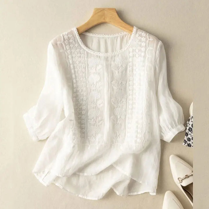 Aurora - Women's Embroidered Relaxed Blouse — Elegant Fit