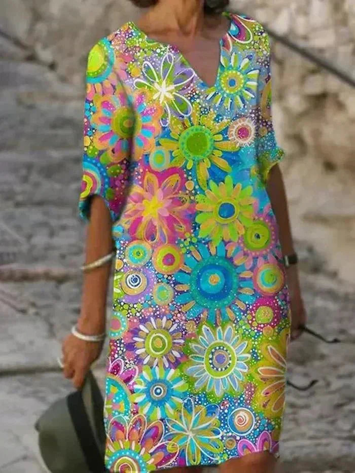 Nira | Women's Floral Midi Dress — Loose Flowy Silhouette