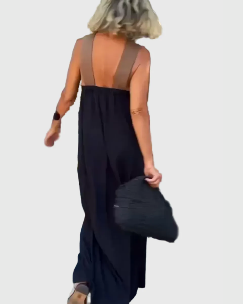 Elena | Women's Flowing Maxi Dress — Elegant Cross-Neck