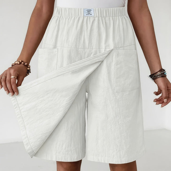 Marga - Women's Wrap Front Skort with Elastic Waist & Pockets