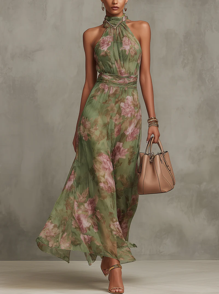 Sophie | Women's Floral Halter Maxi Dress for Summer