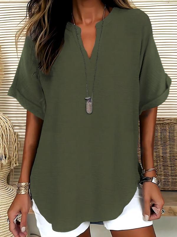 Jasmine™ | Soft-Touch Notched-Neck Blouse