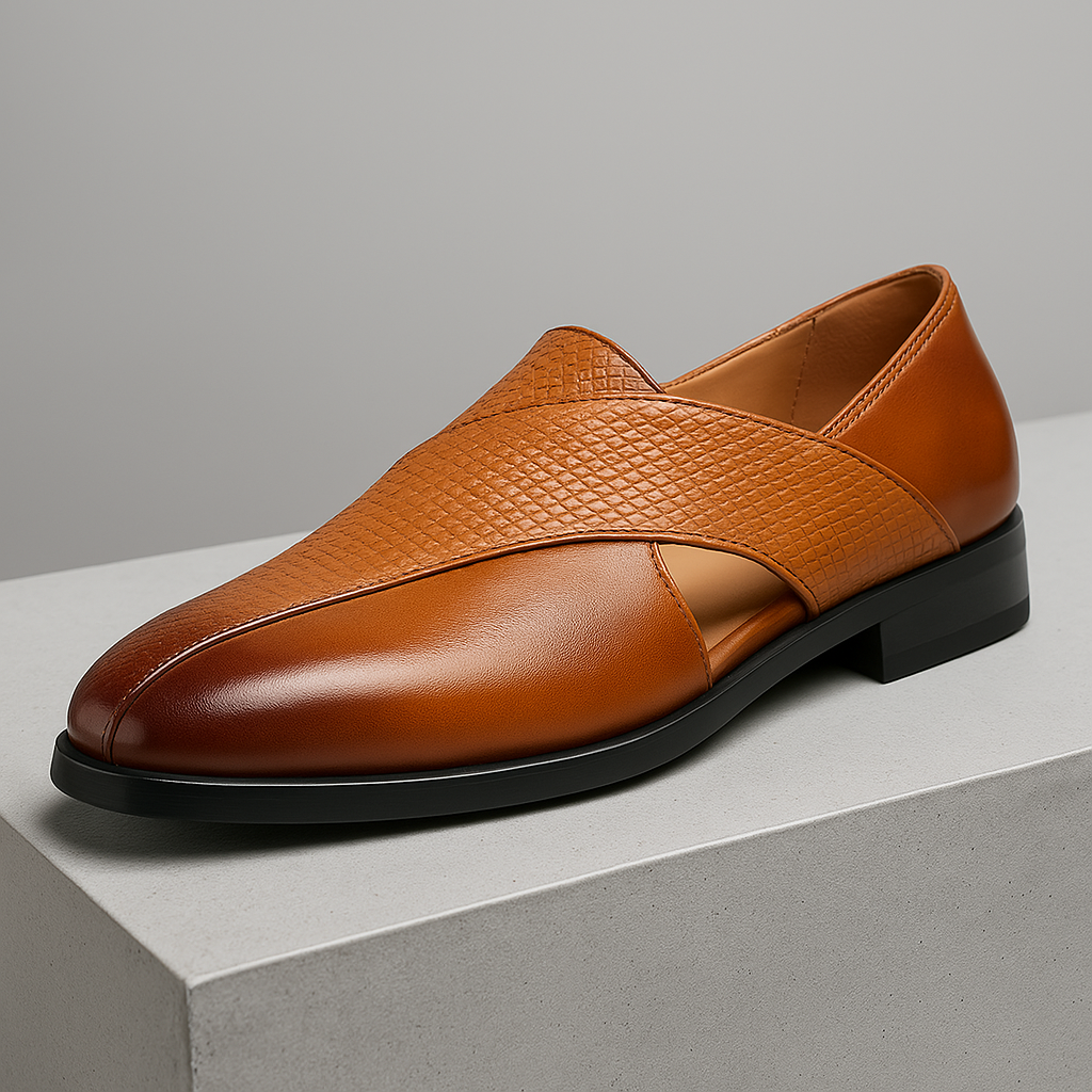 Breathable Leather Loafers — Women's Woven Summer Flat