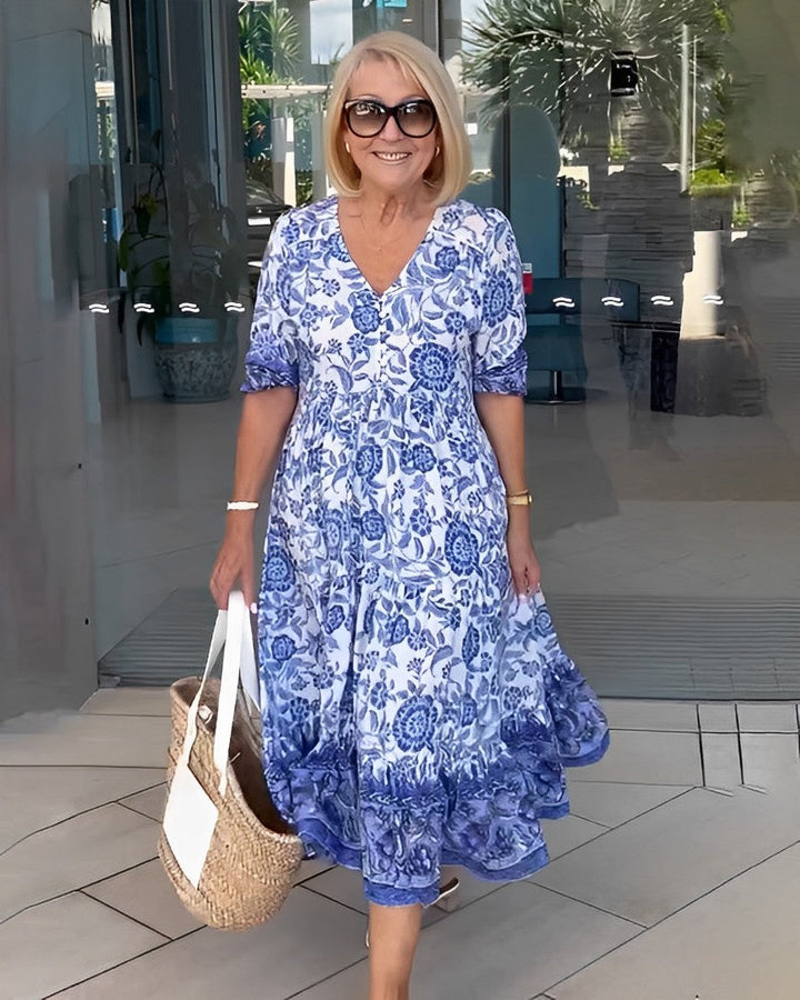 Keisha | Women's Floral Maxi Dress — V-Neck Style