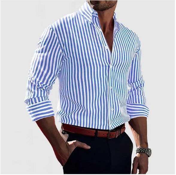 Stefano | Men's Striped Fitted Shirt — Smart Casual