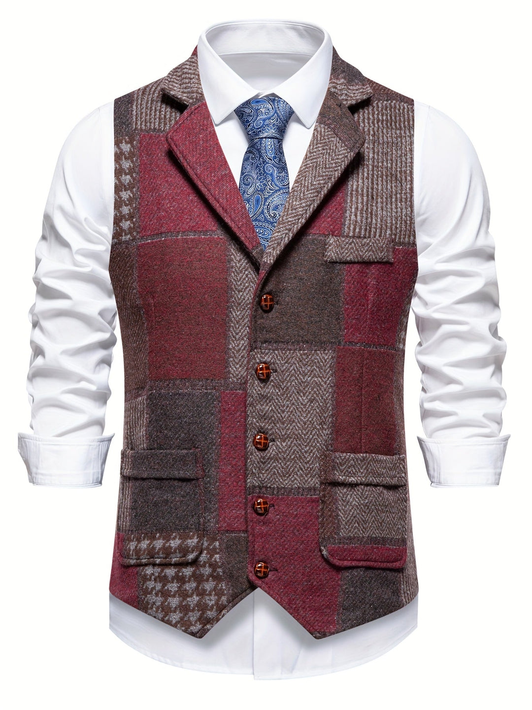Leo - Women's Herringbone Patchwork Waistcoat for Occasions