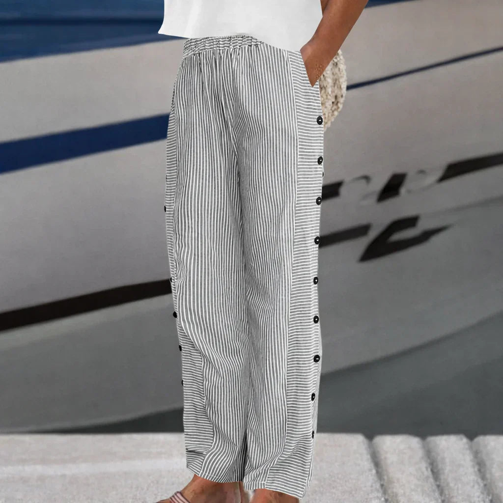 Molly | Women's Striped Coastal Trousers with Pockets