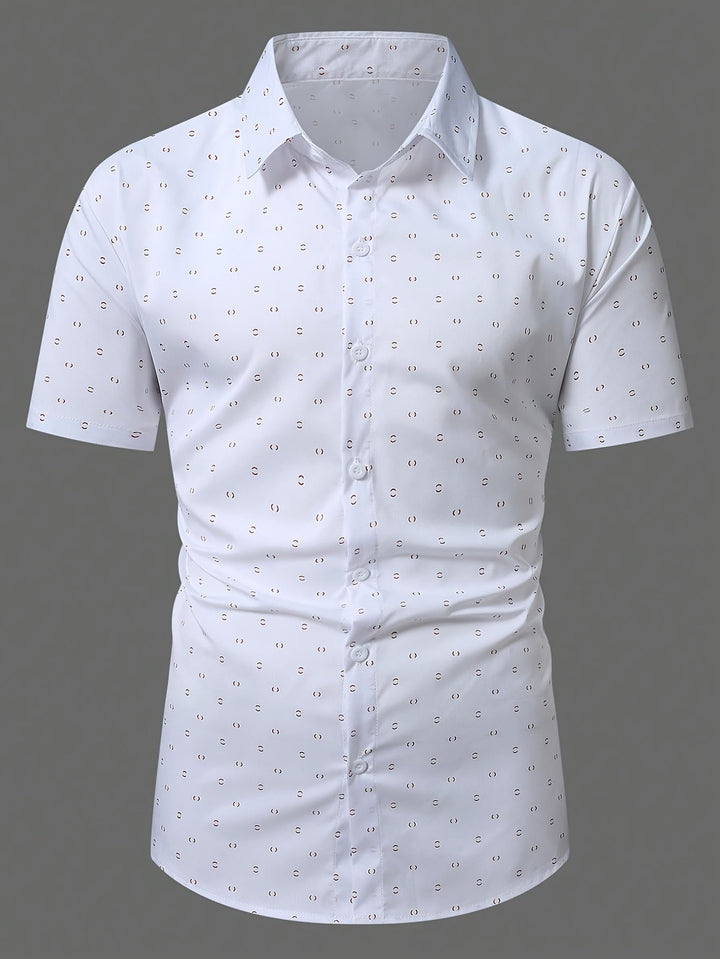 Aaron | Men's Printed Short Sleeve Shirt — Tailored Fit