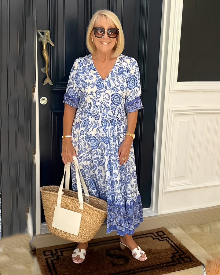 Keisha | Women's Floral Maxi Dress — V-Neck Style