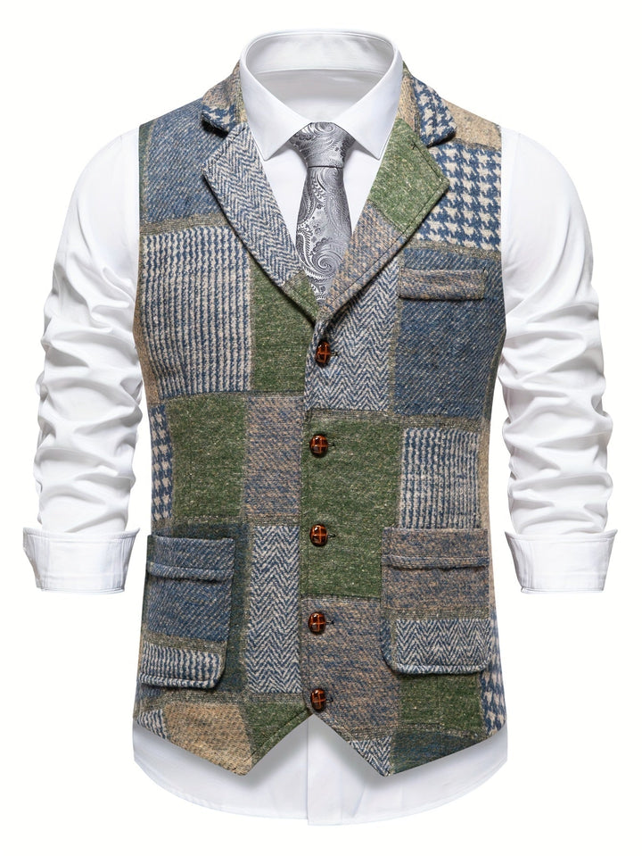Leo - Women's Herringbone Patchwork Waistcoat for Occasions