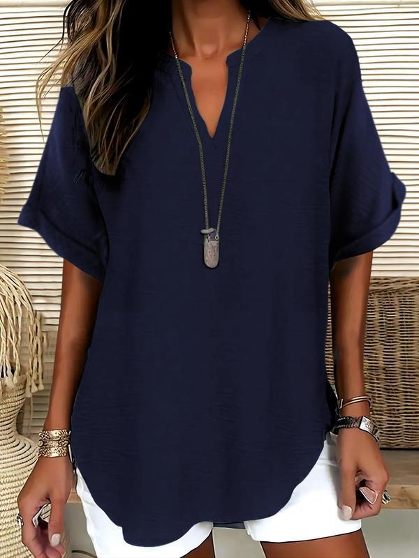 Jasmine™ | Soft-Touch Notched-Neck Blouse