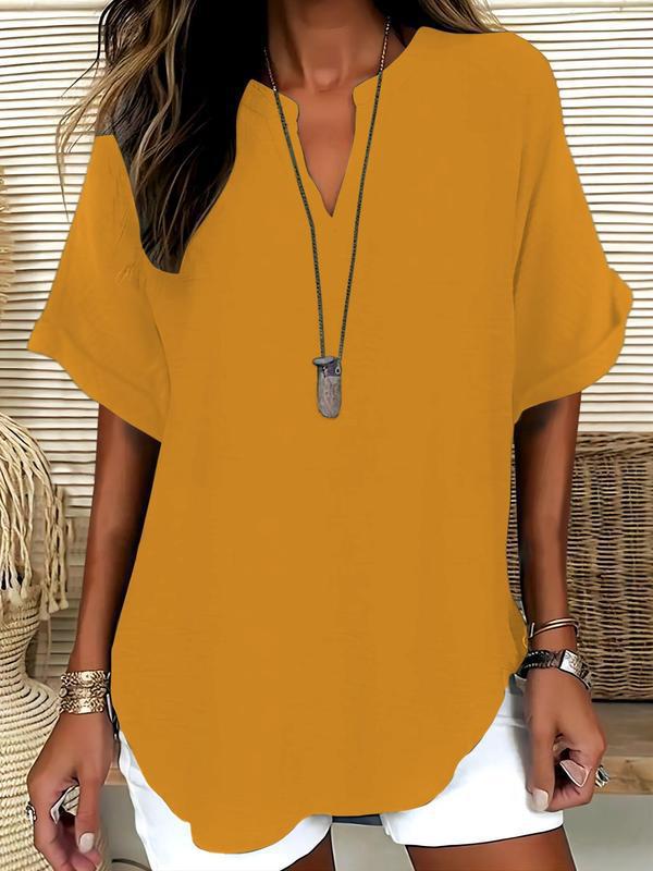 Jasmine™ | Soft-Touch Notched-Neck Blouse