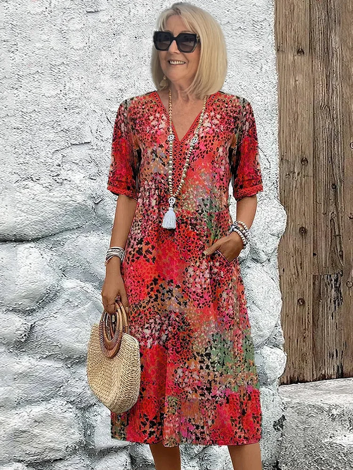 VERONICA | Women's Vibrant Midi Dress — Day-to-Night