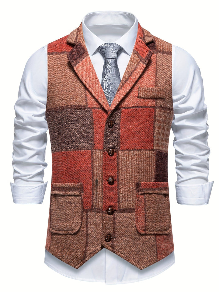 Leo - Women's Herringbone Patchwork Waistcoat for Occasions