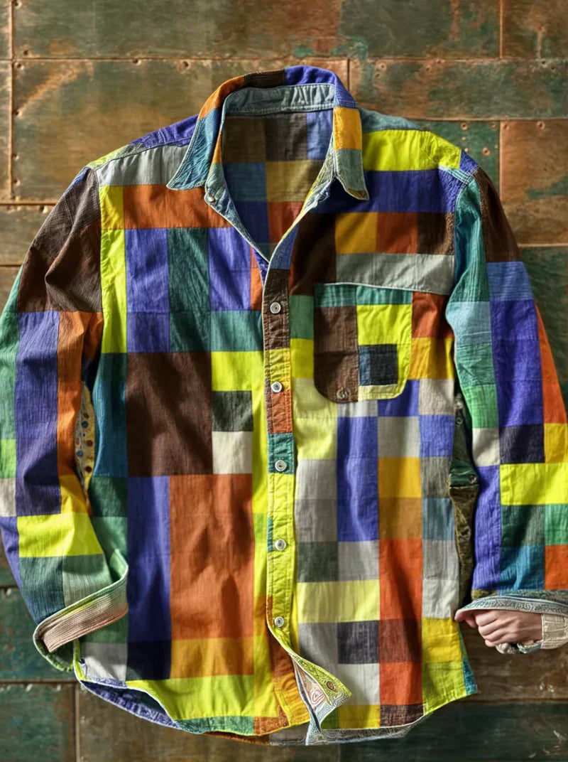 Russel | Men's Patchwork Shirt — Bold Colors & Relaxed Fit