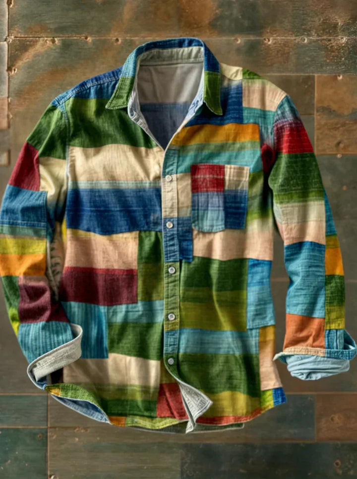 Russel | Men's Patchwork Shirt — Bold Colors & Relaxed Fit